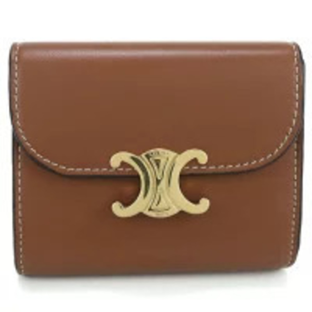 Celine Tri fold Wallet Compact Triomphe Flap Brown
